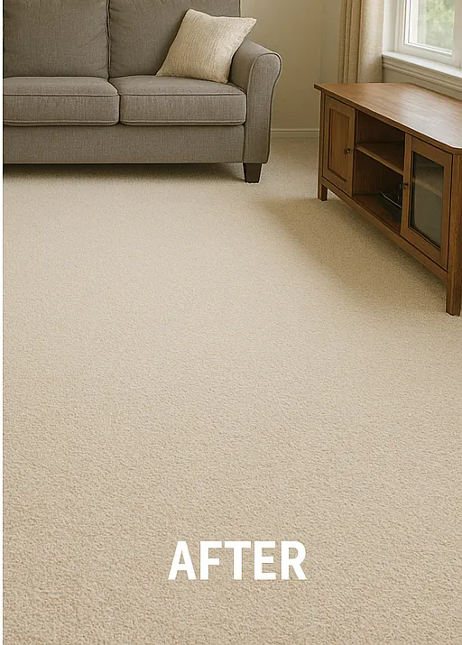 After TruFoam dry-foam carpet cleaning with brighter, cleaner carpet