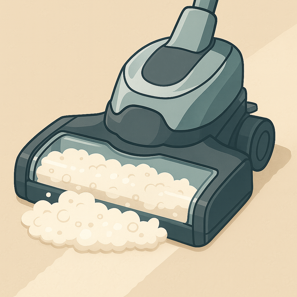 Illustration of carpet grooming after dry-foam cleaning