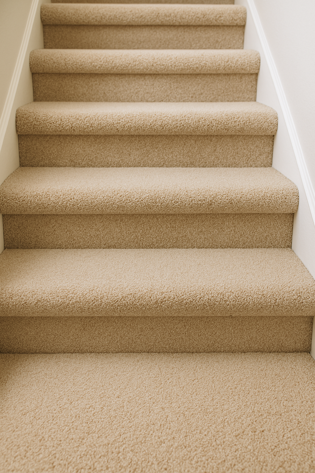 Dry-foam cleaning of carpeted stairs and landings
