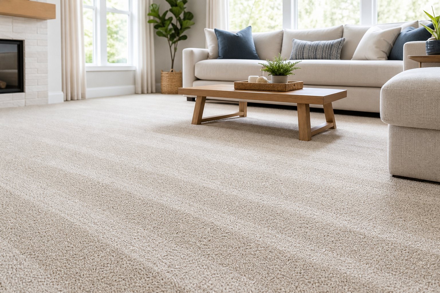 Freshly cleaned carpet in a bright living room in Elk River, MN