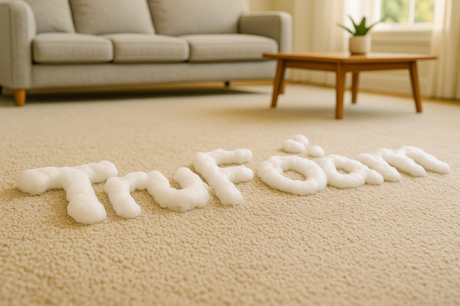 Dry-foam carpet cleaning results in a clean living room in Elk River, MN